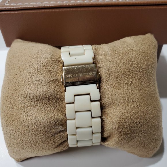 Michael Kors MK5189 White Ceramic Dial Yellow Gold Bezel Watch main image 10